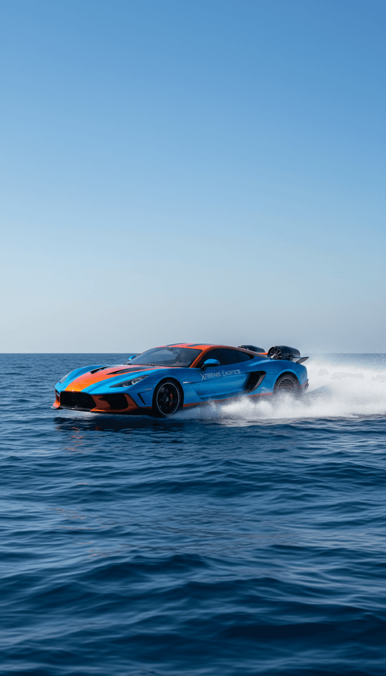 Xtreme Exotics Jet S racing across the ocean under a clear sky, showcasing speed and luxury.